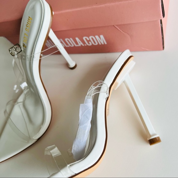 Miss Lola Audrena White Clear Strappy Heels Sandal New US 8 - Picture 4 of 9